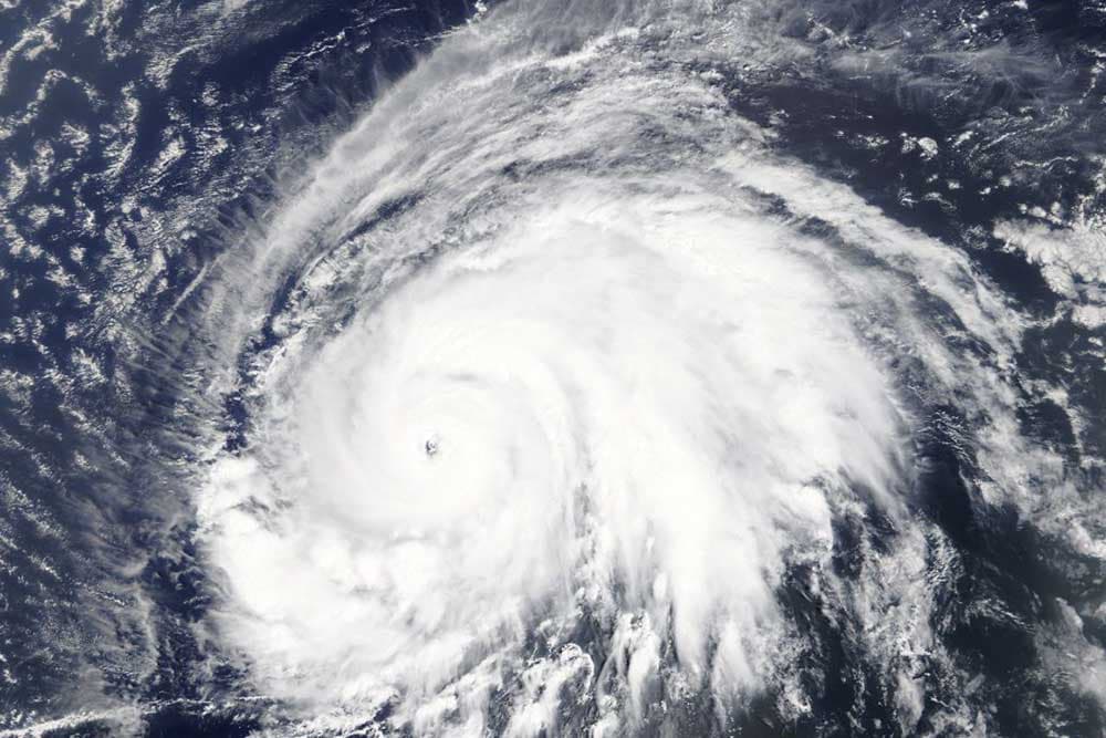 Satellite view of a hurricane
